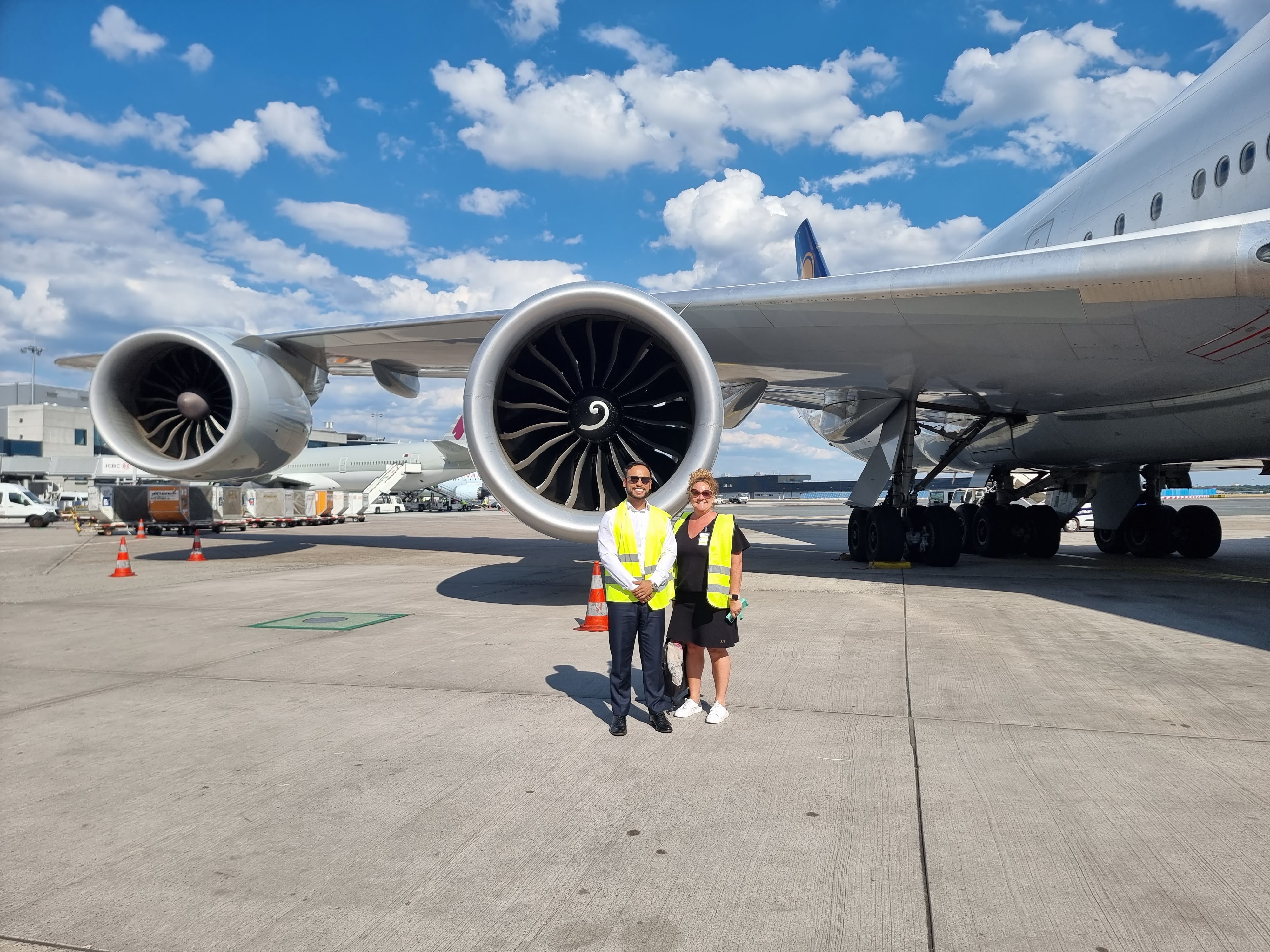 On the tarmac at Frankfurt Airport in front of a Boeing 747. Source: 4D